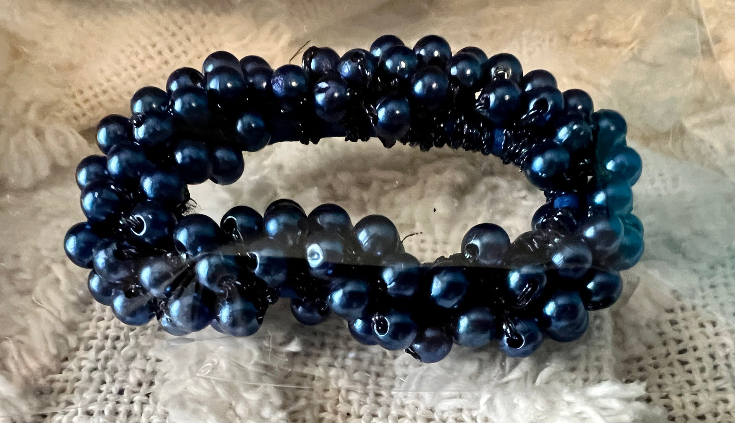 Elegant Blue Pearl Hair Tie