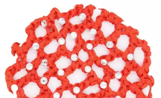 Red Hair Net with Crystals