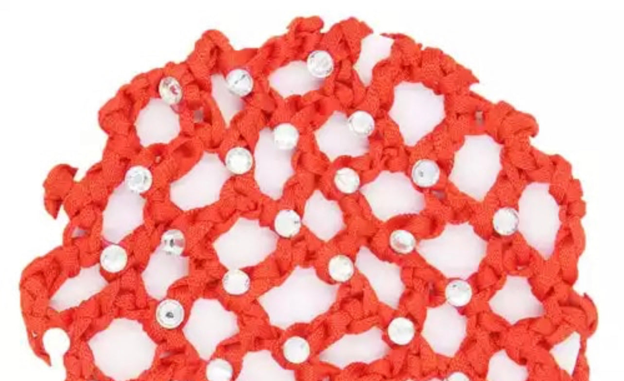 Red Hair Net with Crystals