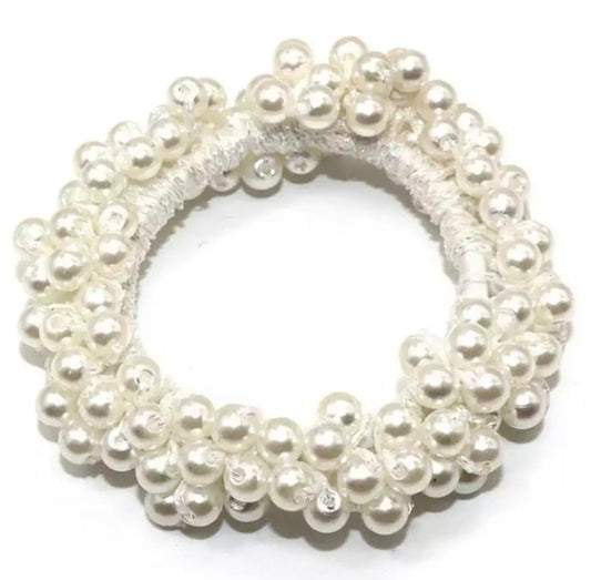 Elegant White Pearl Hair Tie