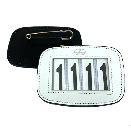 WHITE - Hamag™ Leather Saddle Cloth Number Holders (Pair)