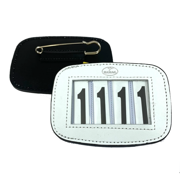 WHITE - Hamag™ Leather Saddle Cloth Number Holders (Pair)
