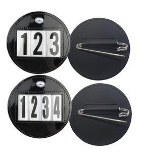 Hamag™ Patent Leather Saddle Cloth Number Holders (Pair) - Round